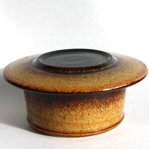 vintage pottery butter bell butter keeper warm earthtones amber brown
